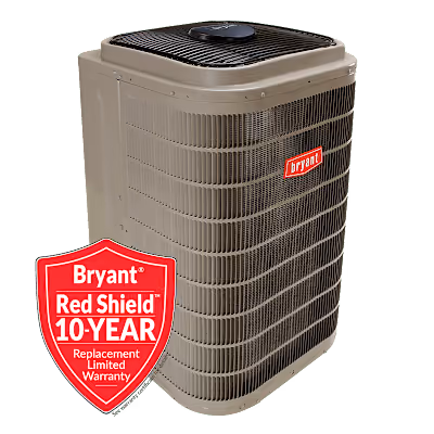 Bryant 191VAN air conditioner with a 10 year Red Shield warranty badge