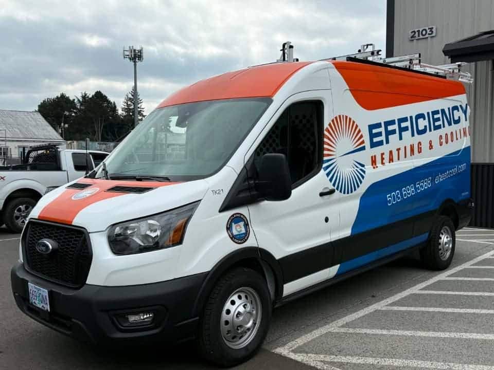 Efficiency Heating & Cooling HVAC service van in Portland, OR